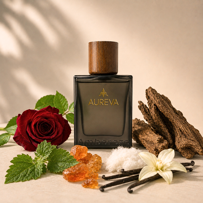 Amberoze 100ml rose oud amber perfume by Aureva Perfumery India